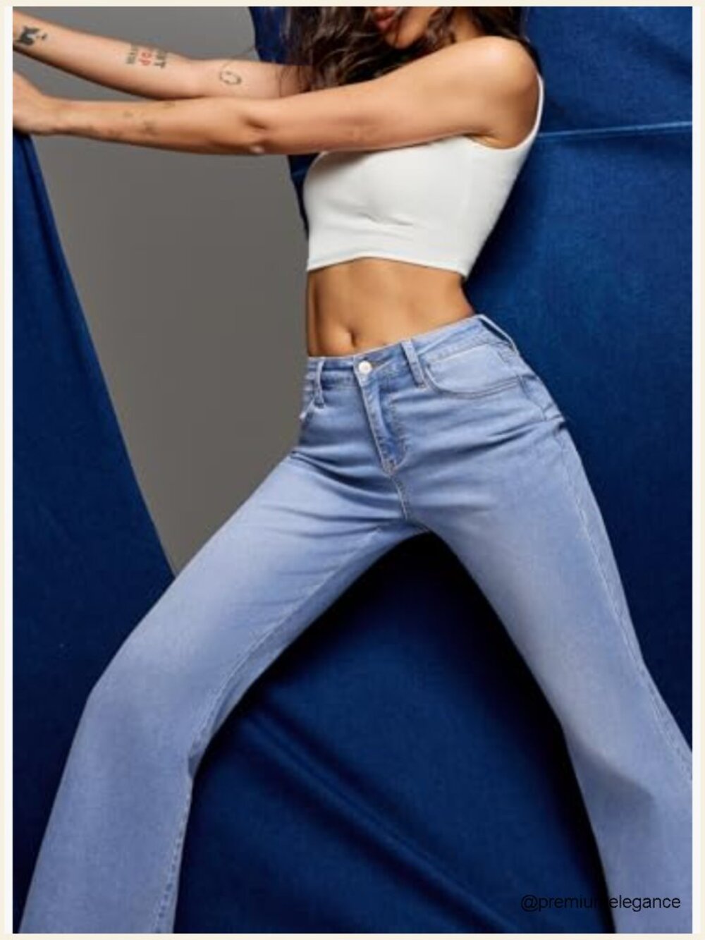 High Waist Bell Bottom Stretch Flare Jeans - Picture 6 of 7